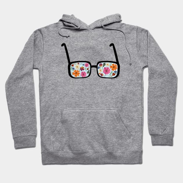 Pressed flowers reading glasses Hoodie by SanMade